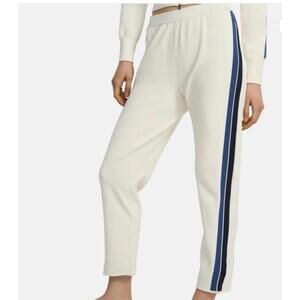 Theory Ladies' Stylish White Athletic Pants with Navy Stripe